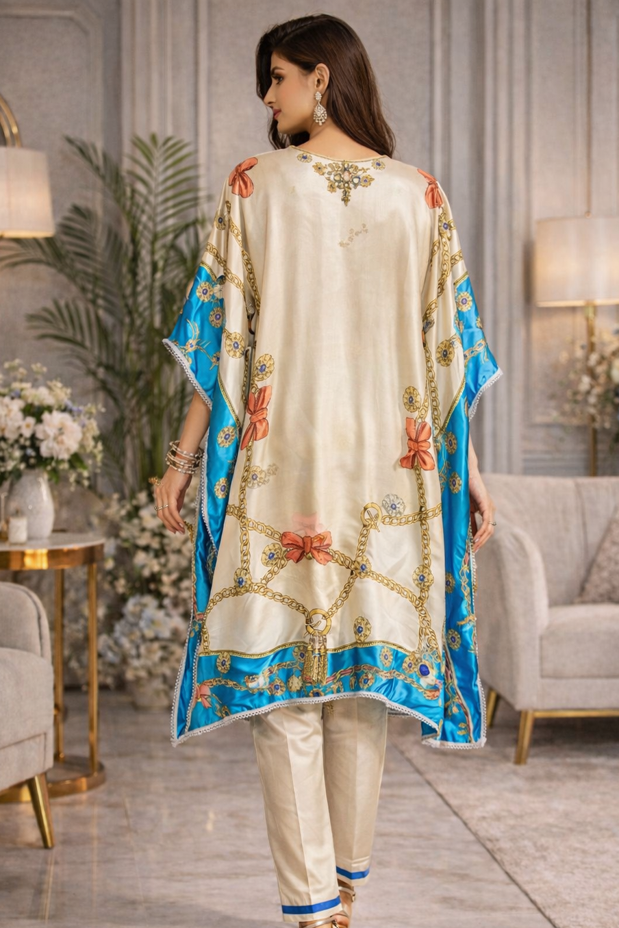 Azure Vrsace Luxe Satin Kaftan Top