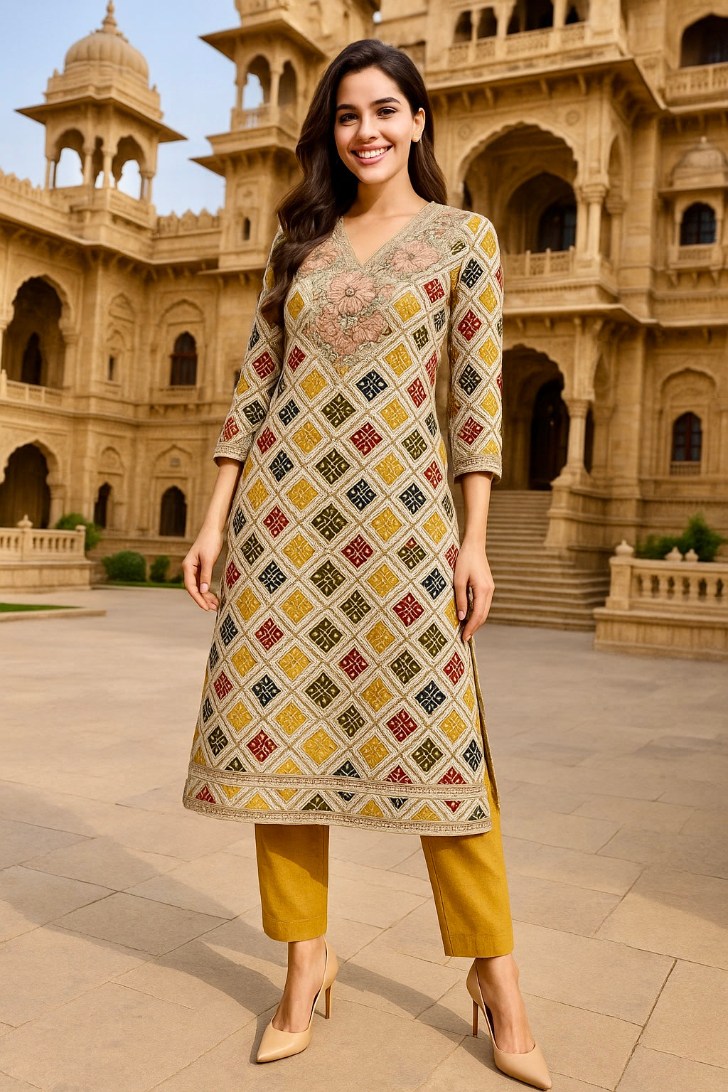 Ivory Mosaic Kurta Set