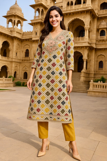 Ivory Mosaic Kurta Set