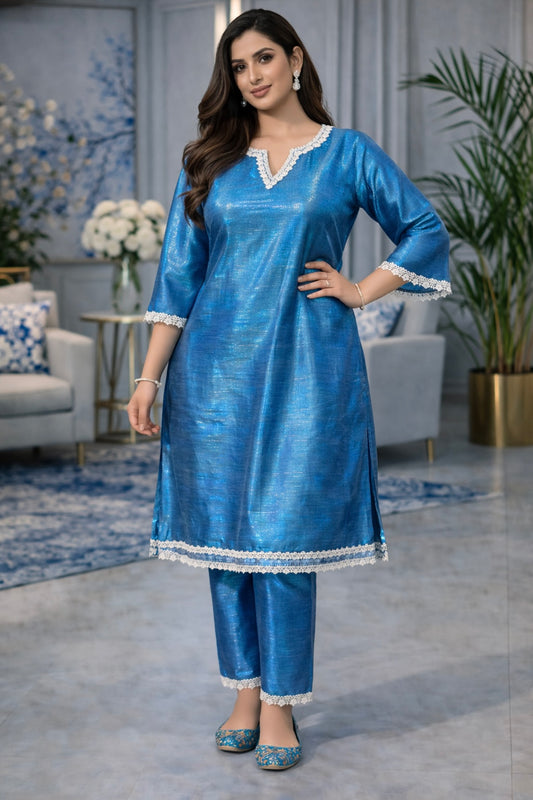 Azure Grace Cotton Silk Kurta Set