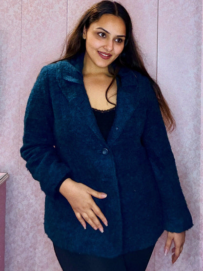 Teal Classic Buttoned Winter Coat