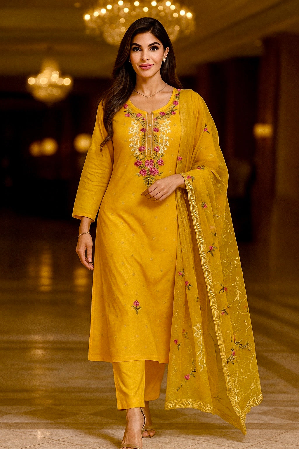 Sunehri Phool Embroidered Suit Set