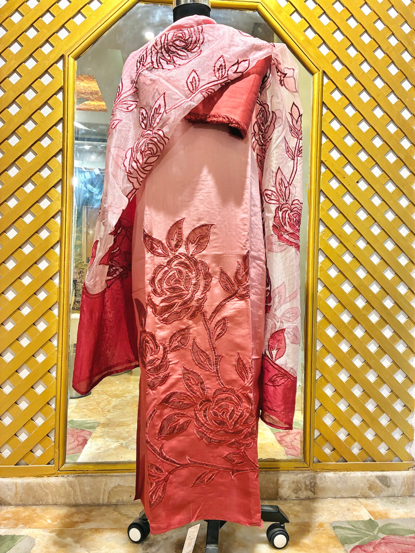 Rose Aangan Cutwork Mulmul Suit Set