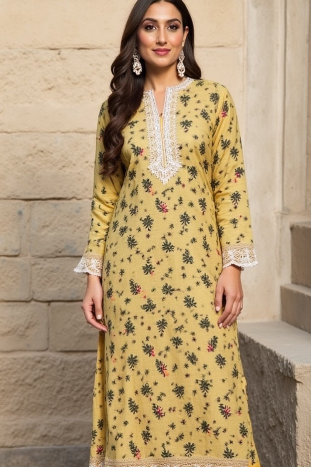 Sunlit Petals Cotton Kurta Set