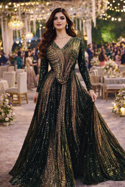Emerald Stardust Shimmer Lehenga Set