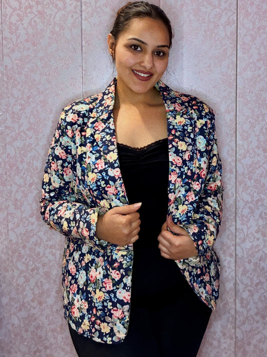 Midnight Bloom Floral Winter Coat