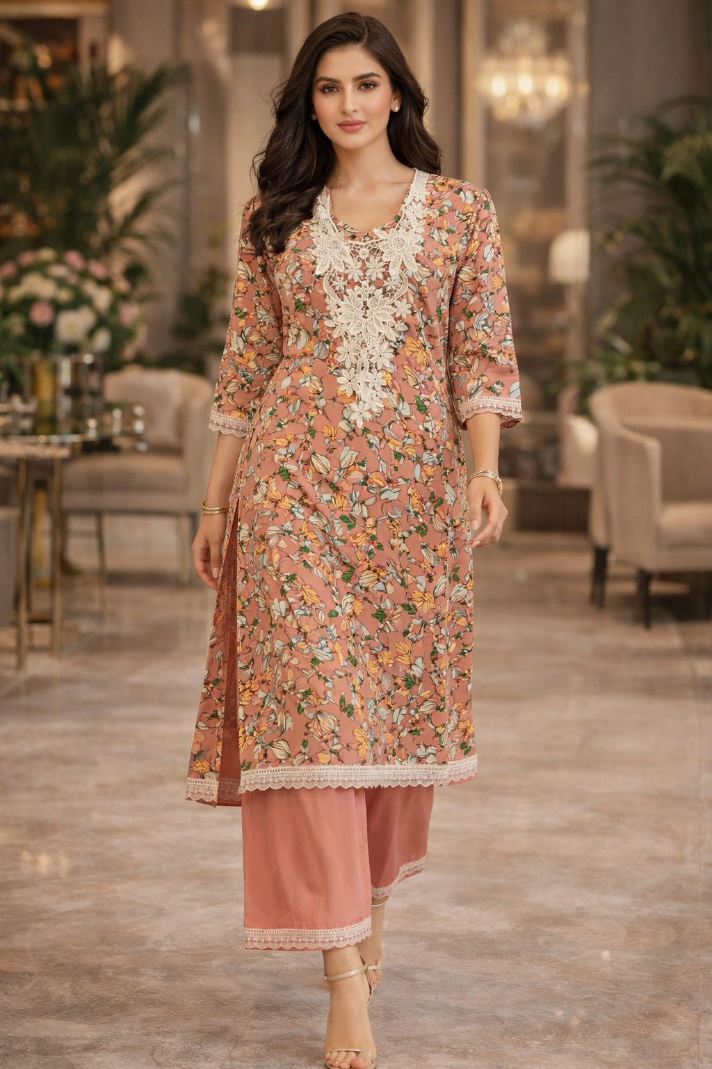 Floral Mist Cotton Kurta Set