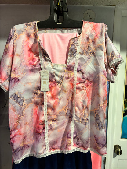 Blush Marble Satin Co-ord Set