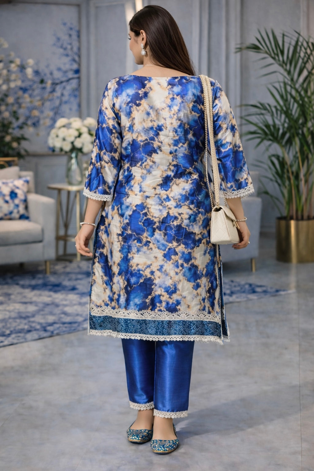Celestial Marble Satin Kurta Set