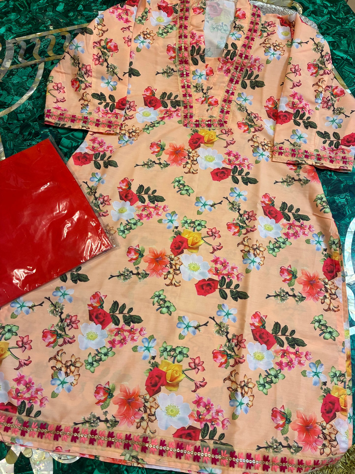 Pink Blossom Cotton Kurta Set