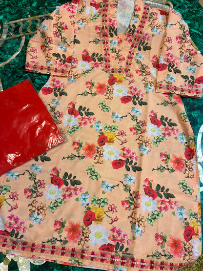 Pink Blossom Cotton Kurta Set