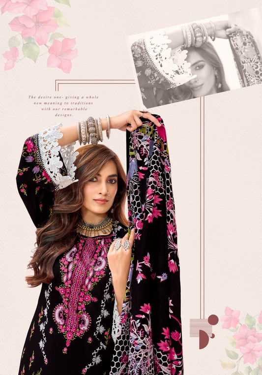 Aafreen Rosewood Noir | Lawn Cotton Pakistani Suit Set