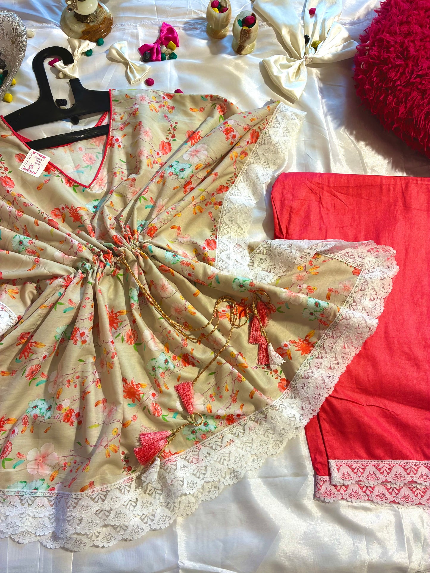 Peach Breeze Poncho Set