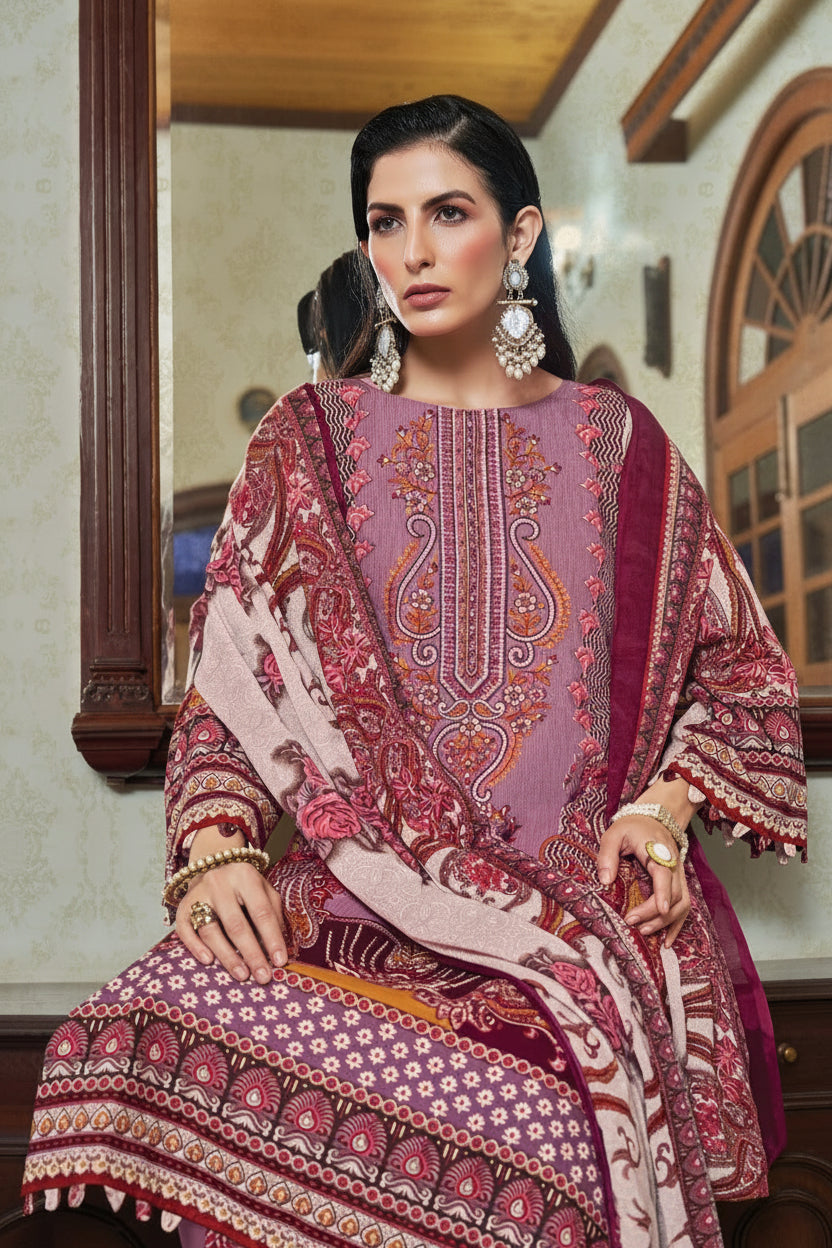 Naira Meadow | Lawn Cotton Embroidered Pakistani Suit Set