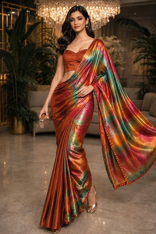 Opal Prism Ready-to-Wear Luxe Satin Saree