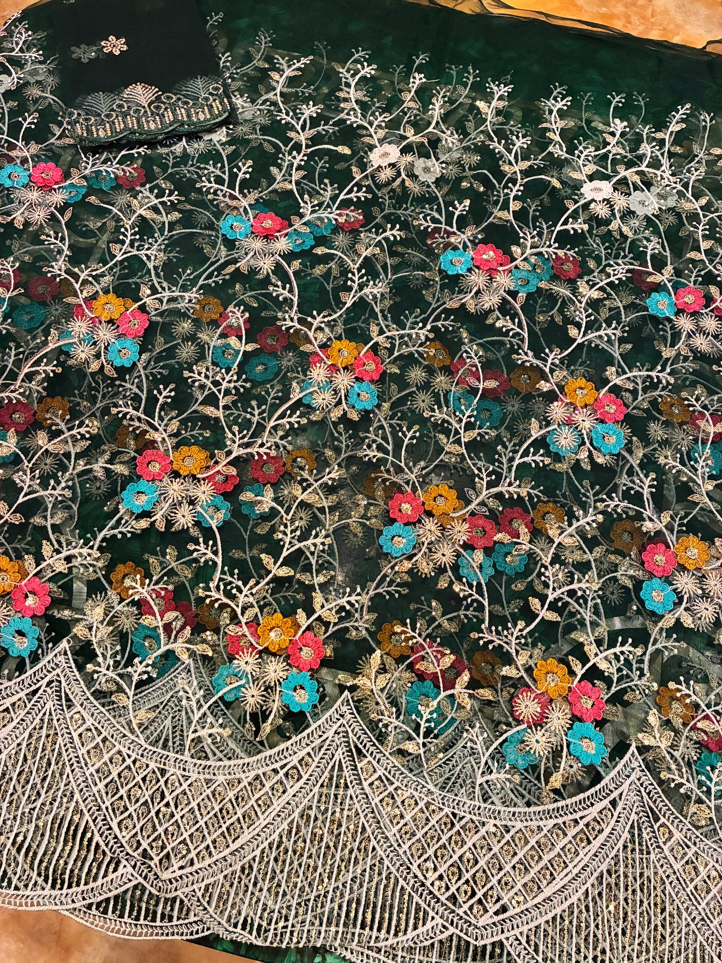 Midnight Sky Embroidered Net Saree