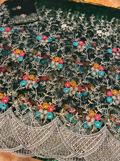Midnight Sky Embroidered Net Saree