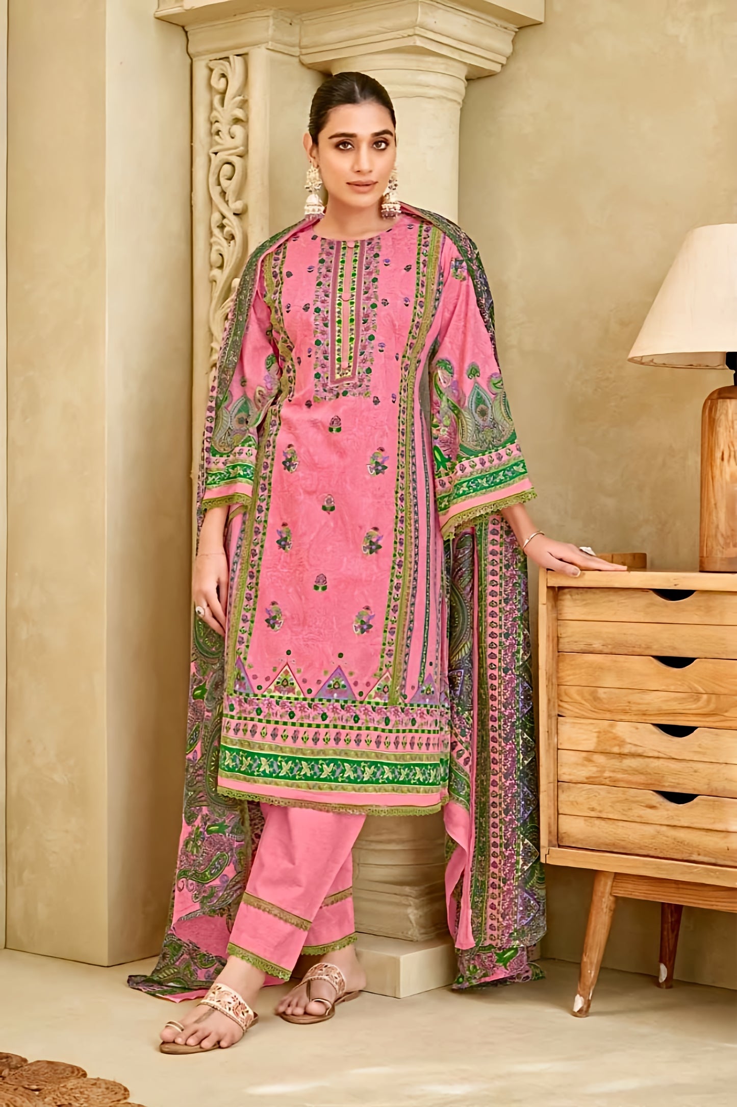 Gulnaaz Rose Garden Unstitched Pakistani Suit Set