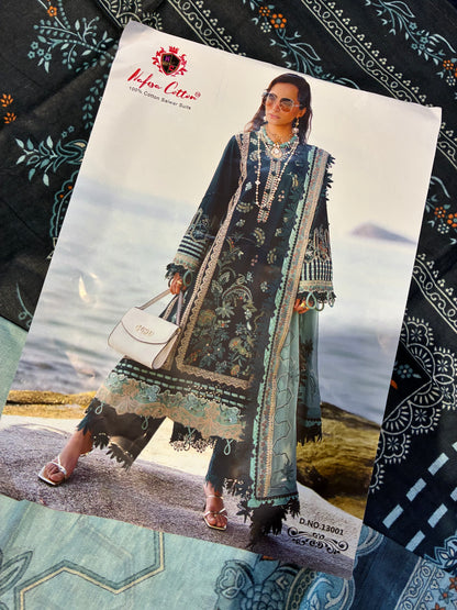 Aafreen Sage Green | Lawn Cotton Pakistani Suit Set