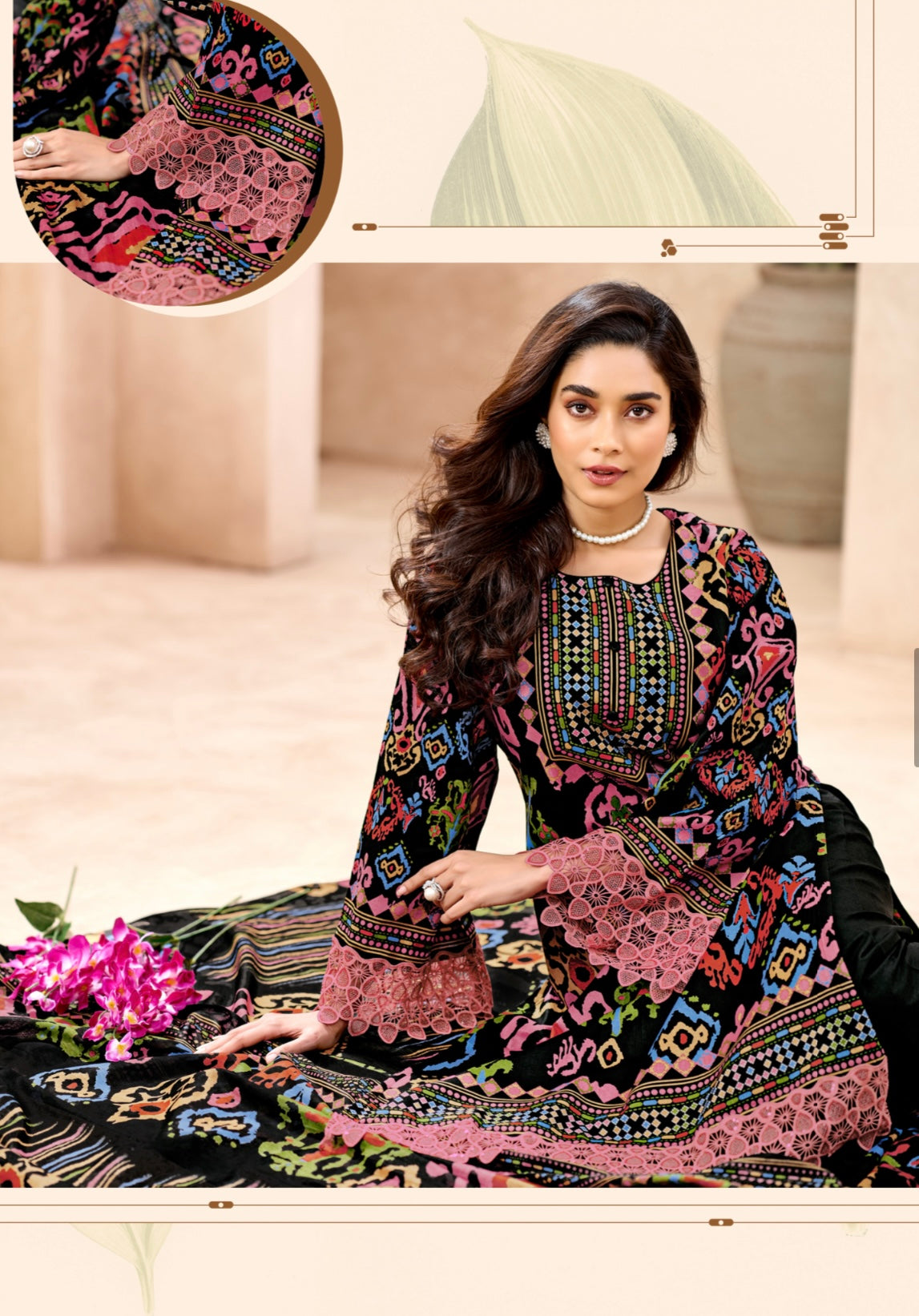 Aafreen Rosewood Noir | Lawn Cotton Pakistani Suit Set