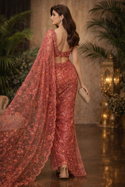 Sequenced Luxe Net Saree