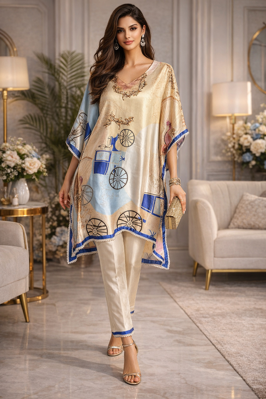 Royal Carriage Satin Kaftan Top