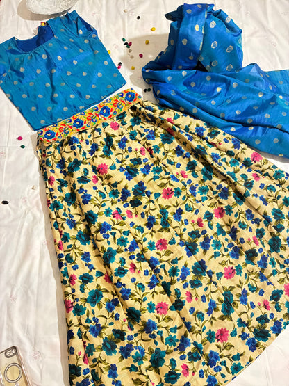 Neelkamal Blue Floral Lehenga Set