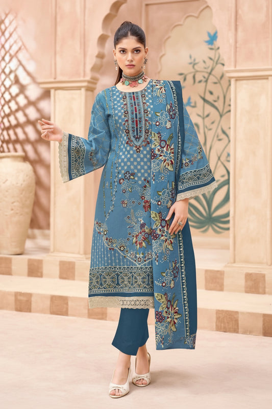 Aira Water Bloom | Lawn Cotton Pakistani Suit Set