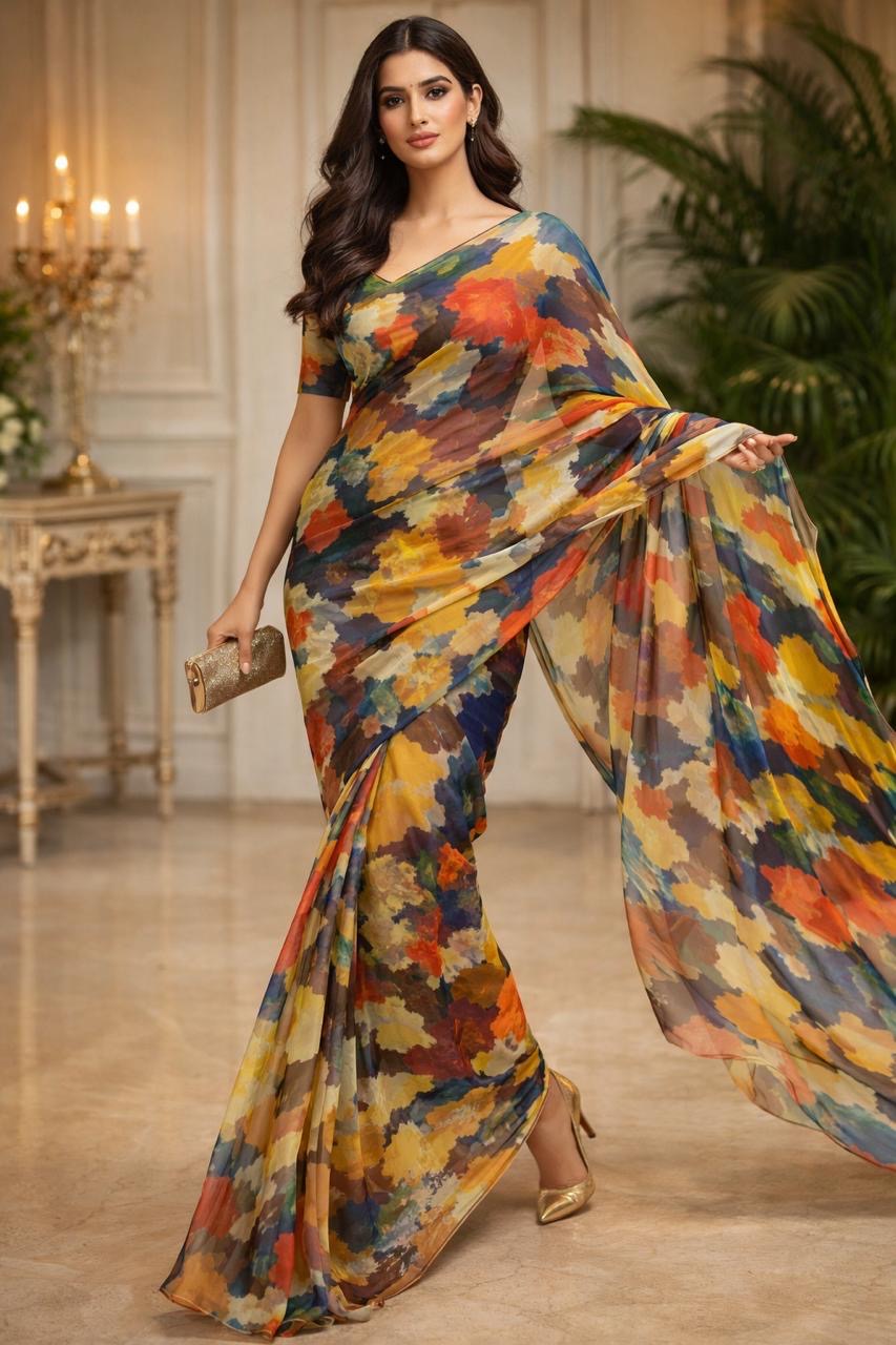 Autumn Whisper Mulmul Saree