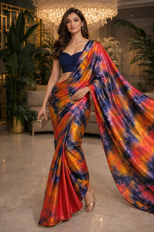 Phoenix Flame Ready-to-Wear Luxe Satin Saree