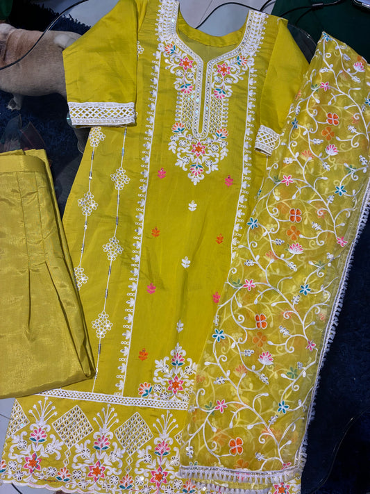 Zari Gulnaar Embroidered Suit Set