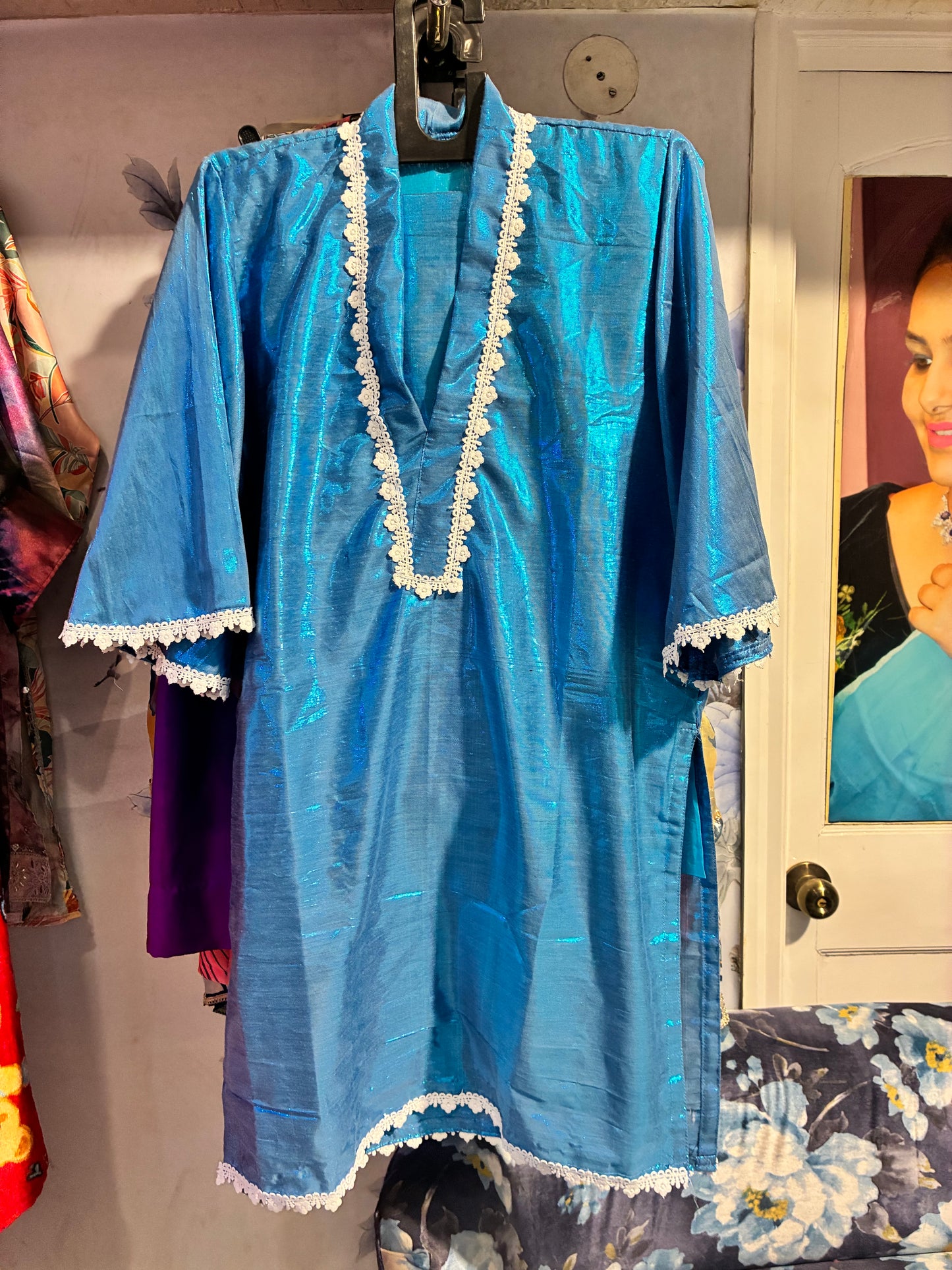 Azure Grace Cotton Silk Kurta Set
