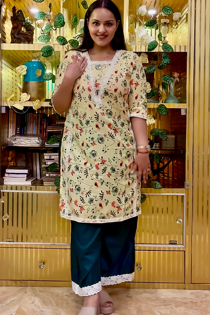 Sunlit Petals Cotton Kurta Set