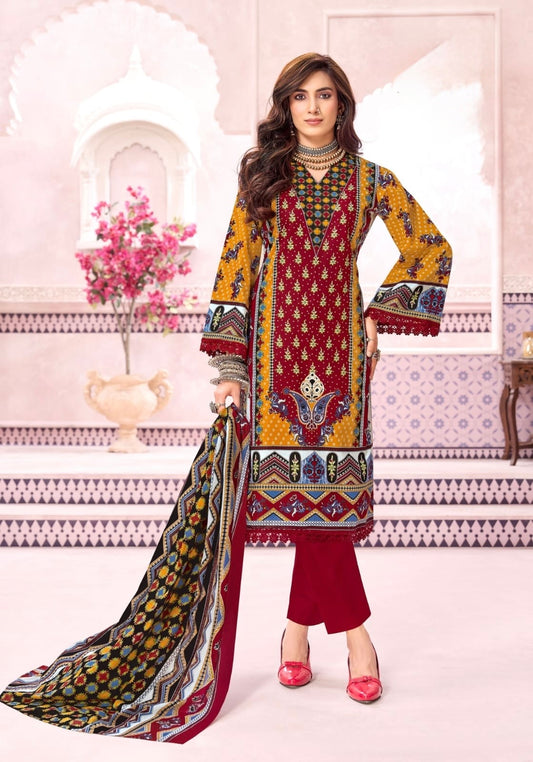 Aafreen Terracotta | Lawn Cotton Pakistani Suit Set