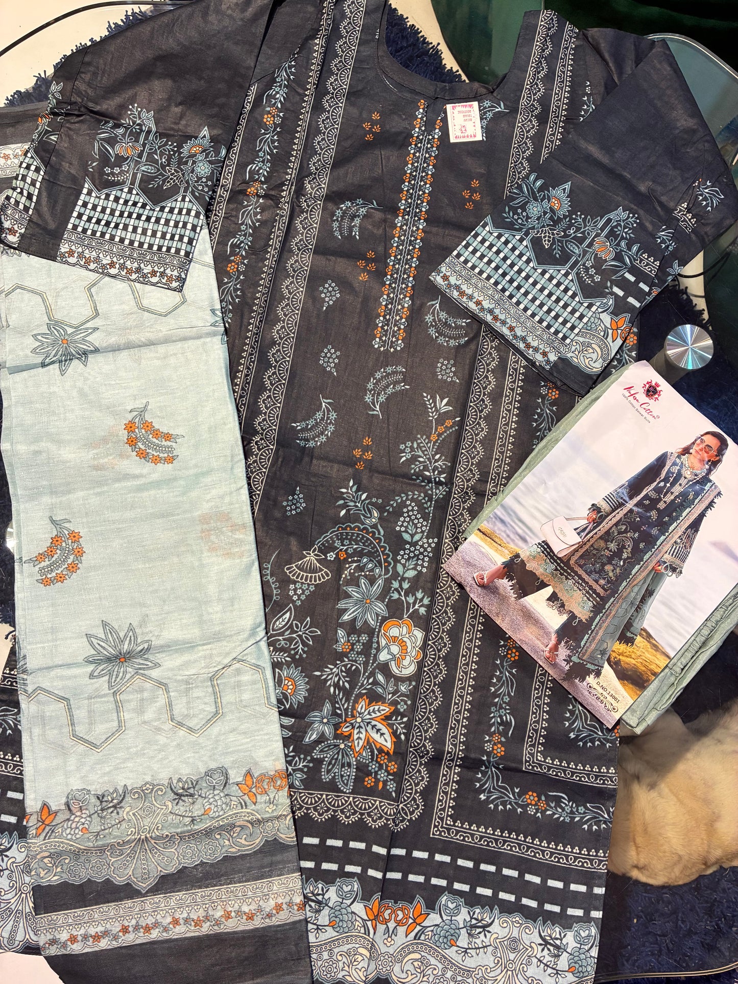 Aafreen Sage Green | Lawn Cotton Pakistani Suit Set