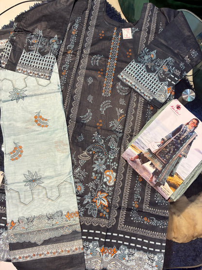 Aafreen Sage Green | Lawn Cotton Pakistani Suit Set