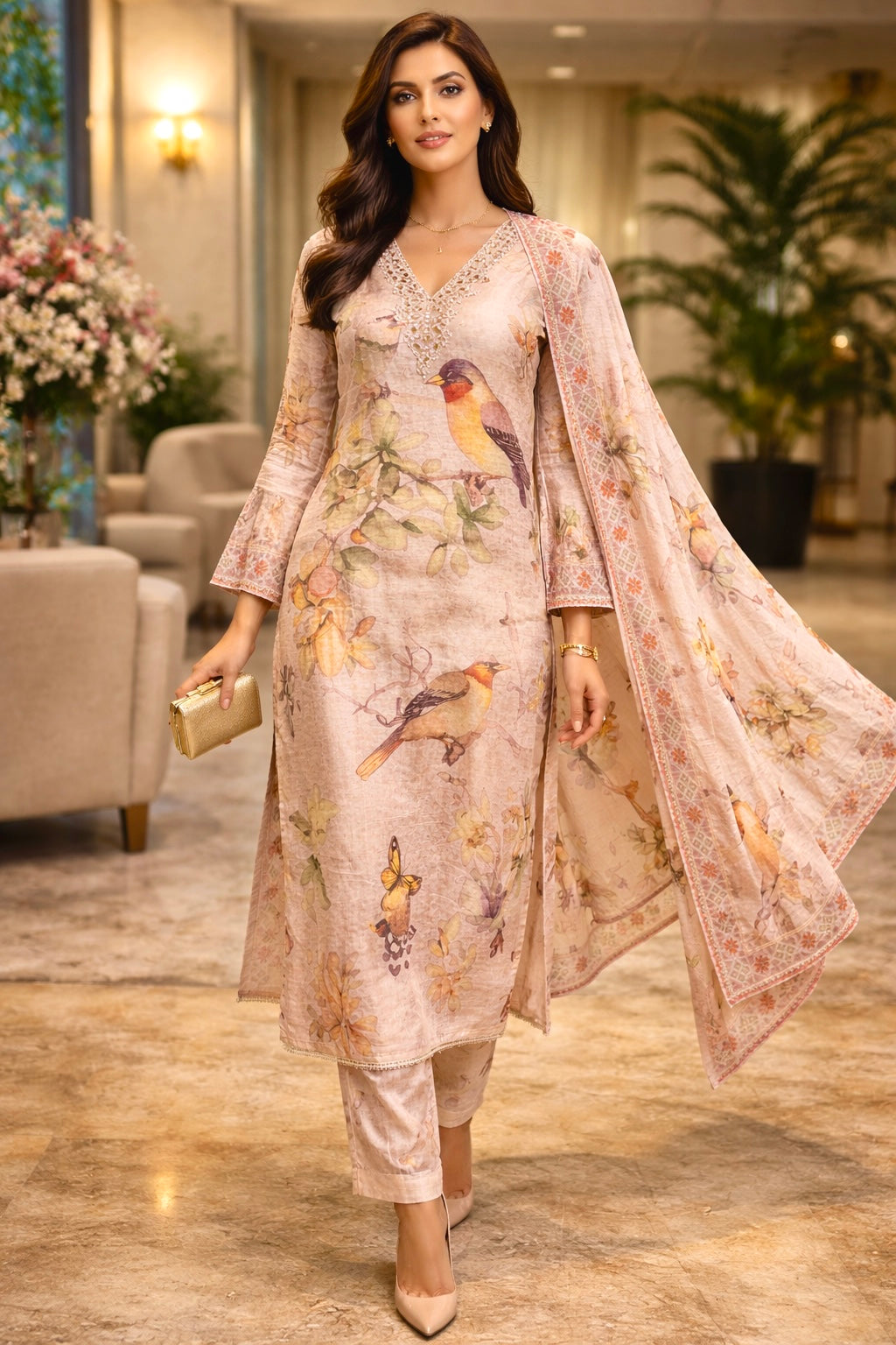 Birdsong Garden Mulmul Suit Set
