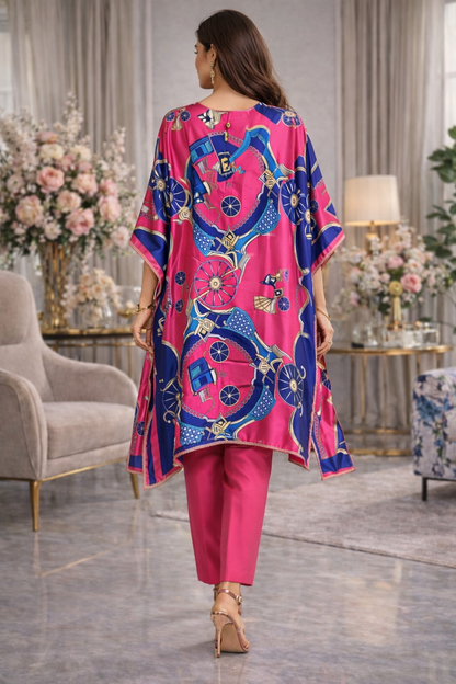 Fuchsia Royale Satin Kaftan Top