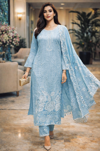 Celestia Embroidered Mulmul Suit Set