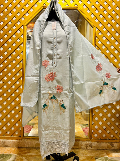 Swan Garden Embroidered Suit Set