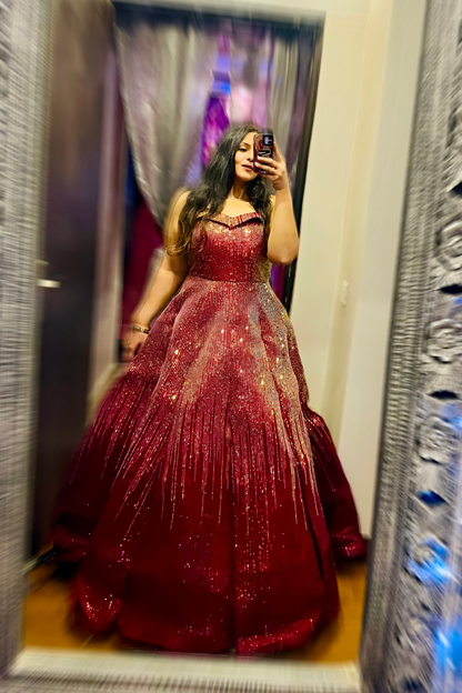 Crimson Aurora Ball Gown