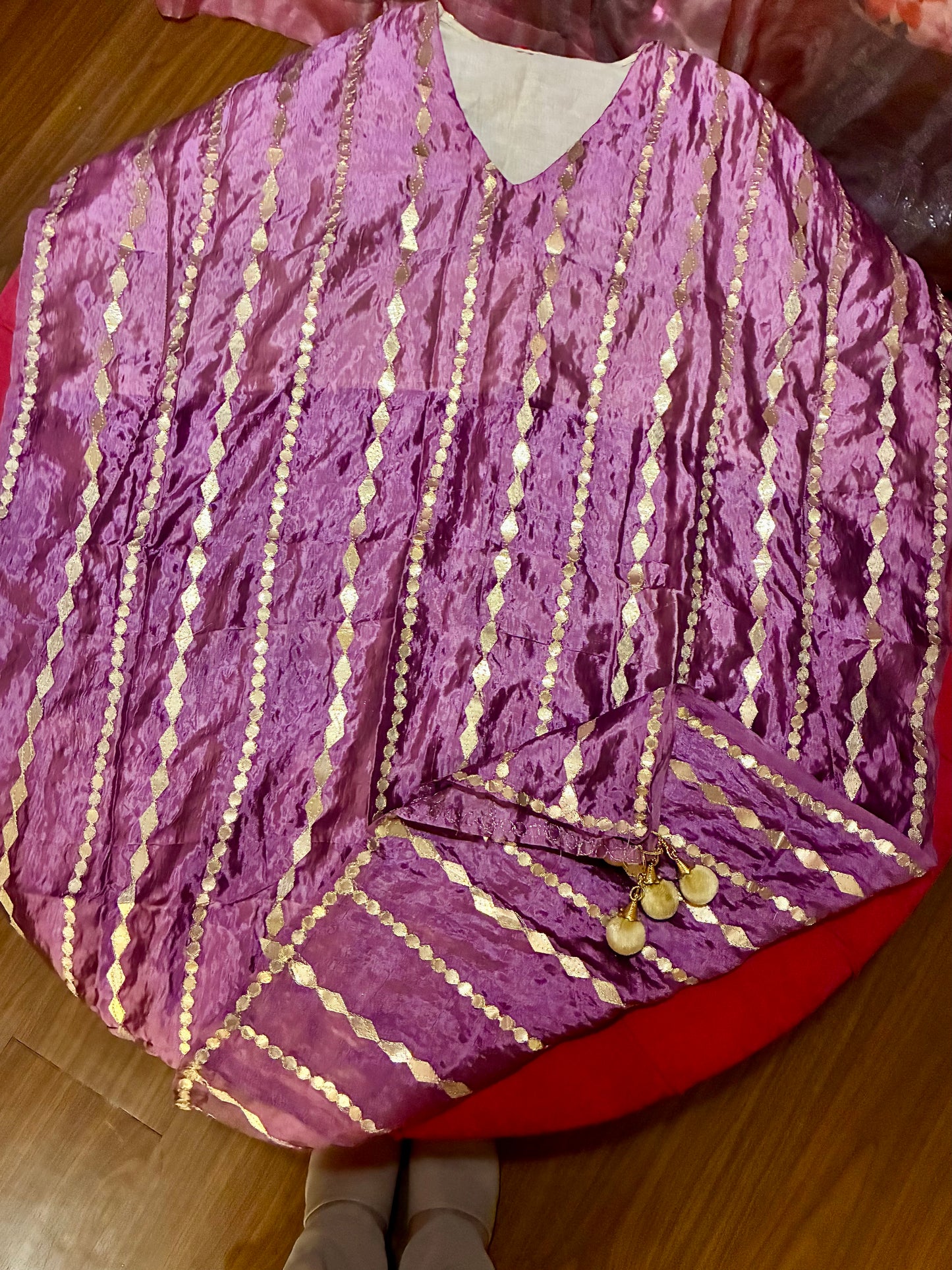 Zarmina Sequin Striped Organza Kaftan