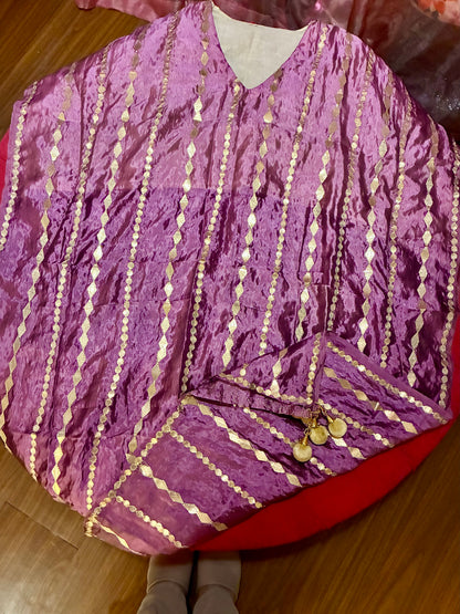 Zarmina Sequin Striped Organza Kaftan