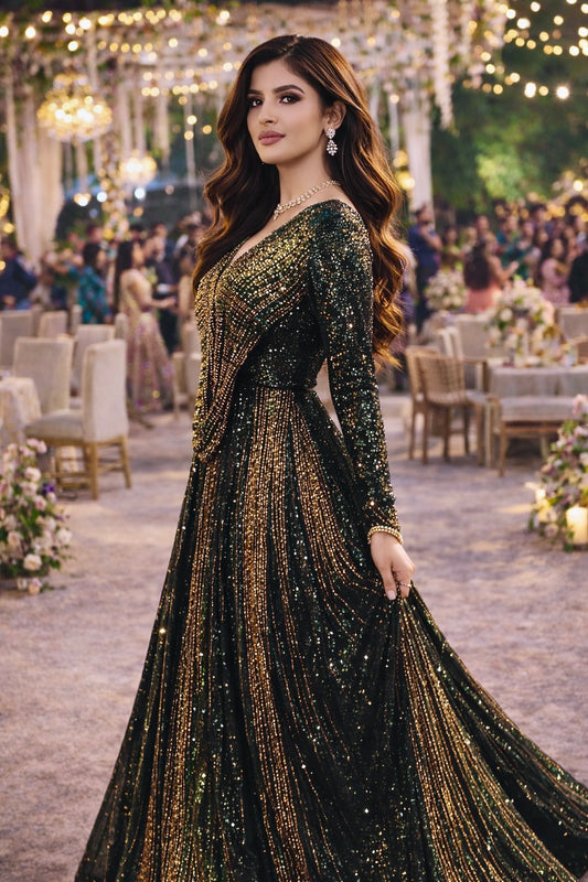 Emerald Stardust Shimmer Lehenga Set