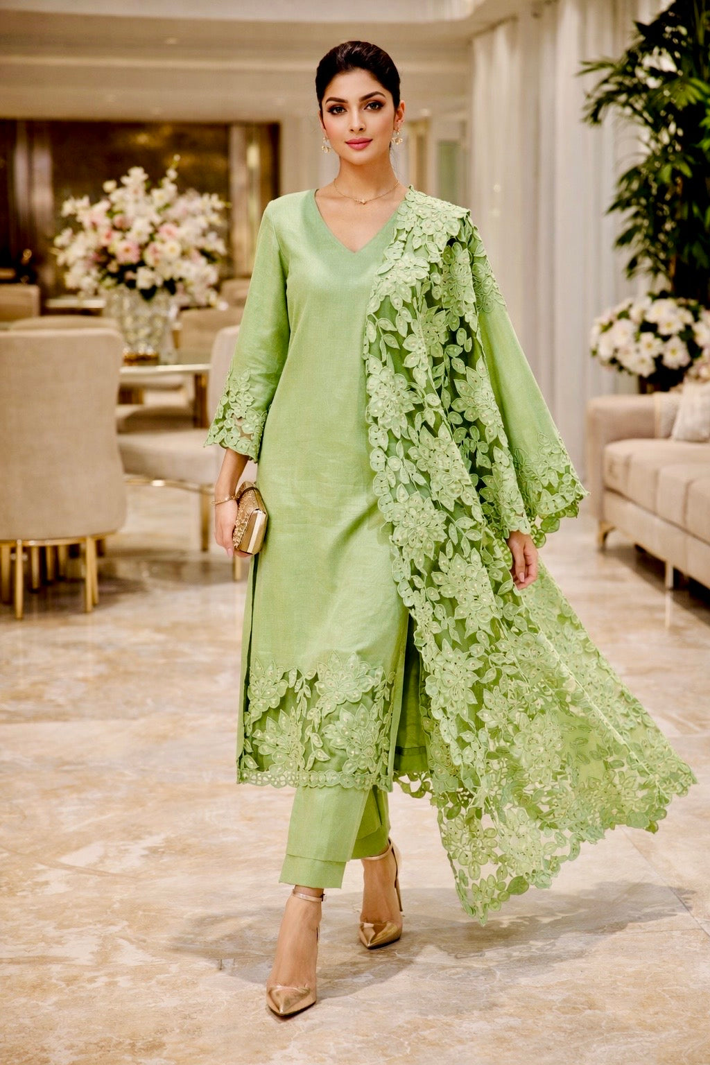 Gulbaagh Cutwork Mulmul Suit Set