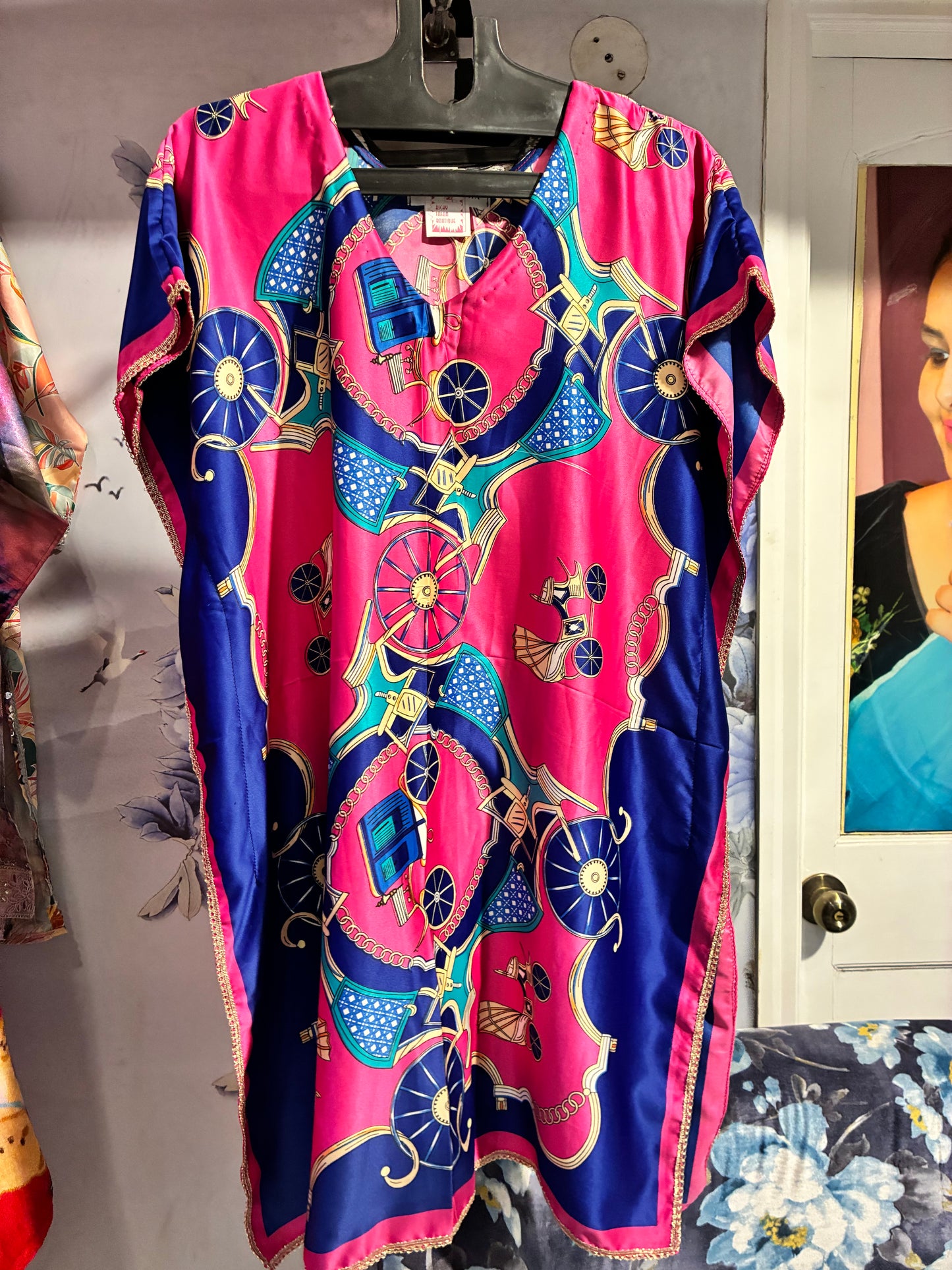 Fuchsia Royale Satin Kaftan Top