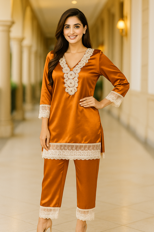 Bronze Luxe Satin Co-ord Set