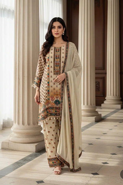 Beige Mughal Charm Suit Set