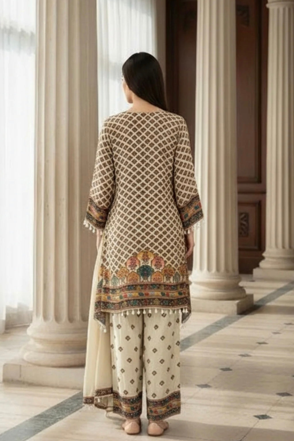 Beige Mughal Charm Suit Set