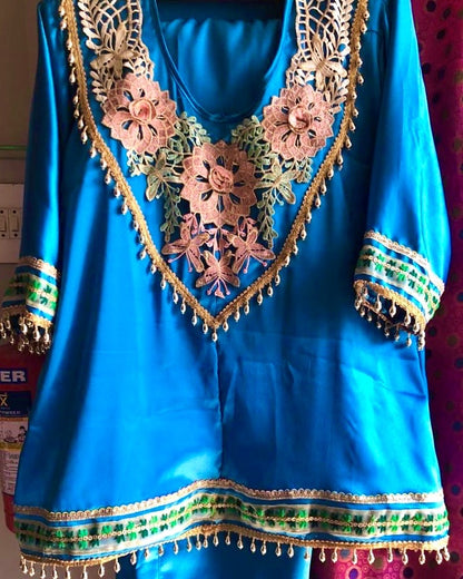 Your Majesty Embroidered Satin Co-ord Set